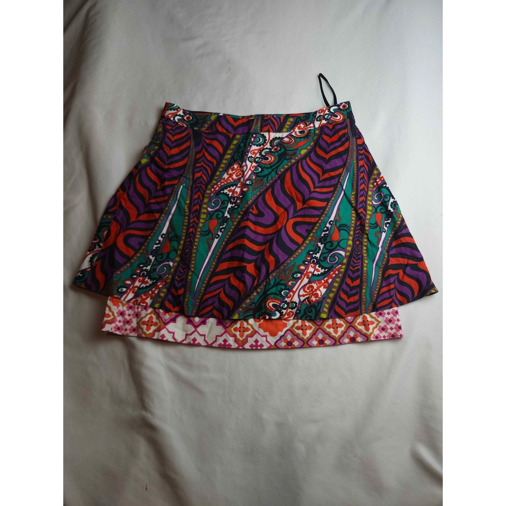Odille Anthropologie Paisley Floral Layered Mini Skirt Multi Color Size 4 Womens